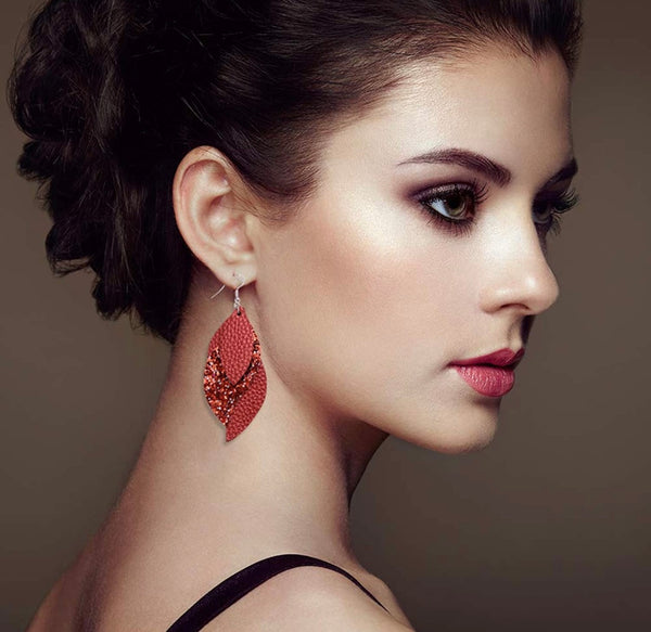 Leather Leaf Earrings